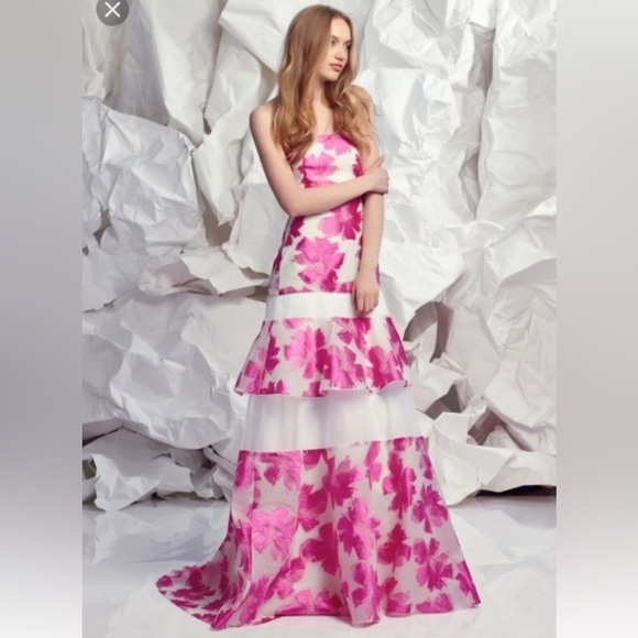 Pamella Roland Dresses & Skirts - NEW NWT Pamella Pink Floral Gown Long Fitted Size 8 MSRP $1350